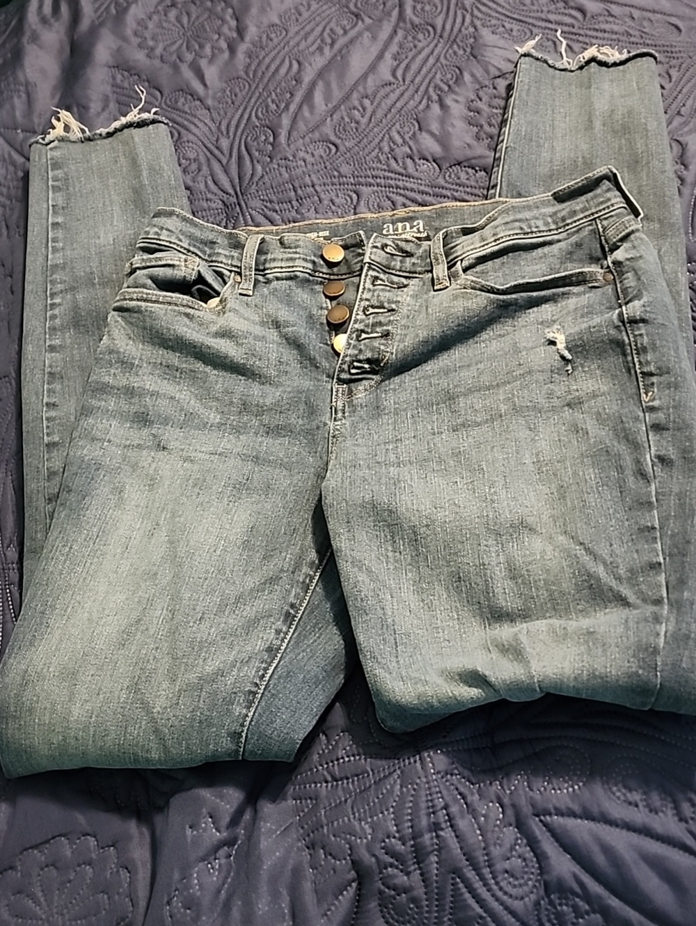 Ana 8 Tall, Slim Straight Woman's Blue Washed Denim Jeans